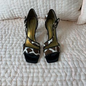 Linea Paolo calf hair animal print heel, size 10